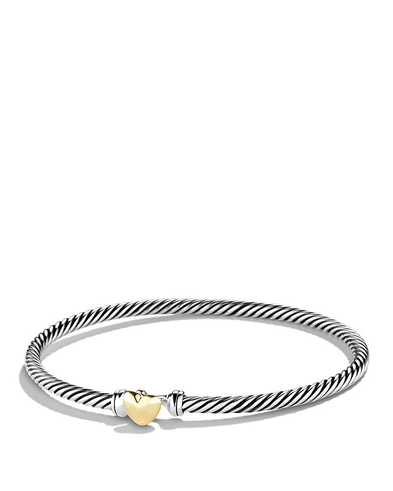 David Yurman Cable Collectibles Heart Bracelet with 18K Gold, 3mm