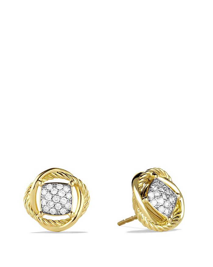 David Yurman Infinity Earrings With Diamonds In White/gold