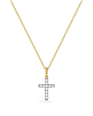 David Yurman Cable Collectibles Cross Necklace with Diamonds in 18K Gold