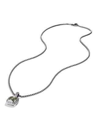 Petite Albion&reg; Pendant Necklace in Sterling Silver with Prasiolite and Diamonds, 7mm