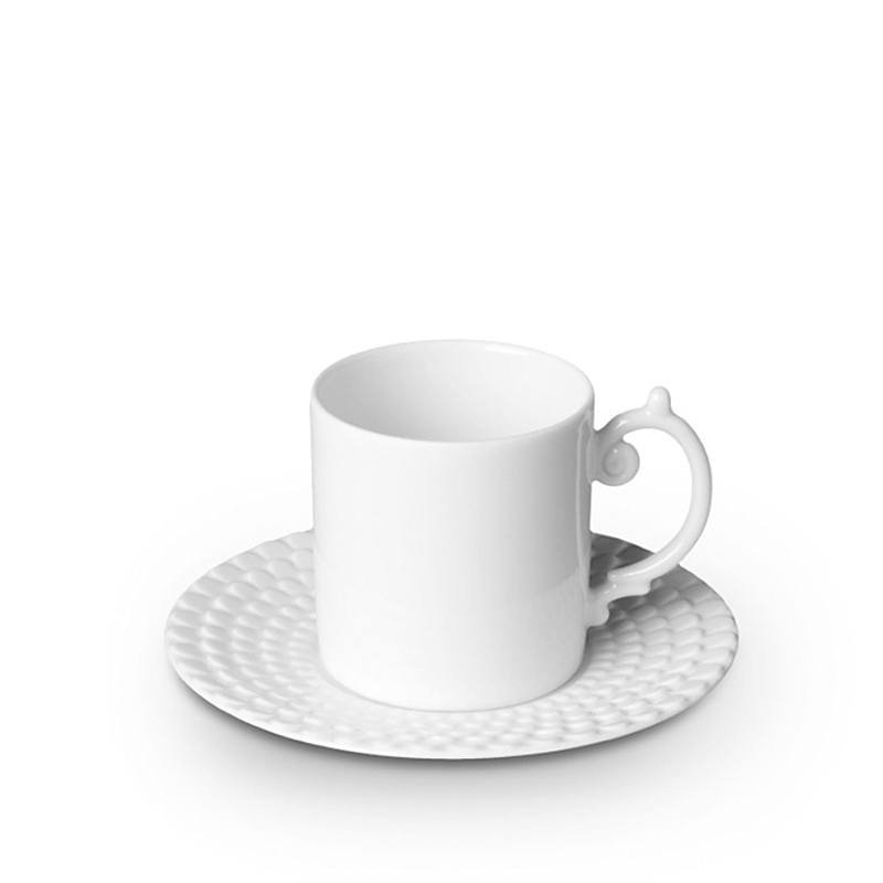 L'objet Haas 2-piece Mojave Porcelain Espresso Cup & Saucer Set In White