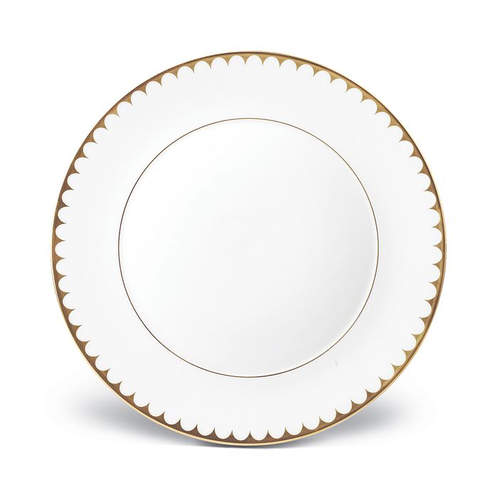 Shop L'objet Aegean Dinner Plate In White/24k Gold