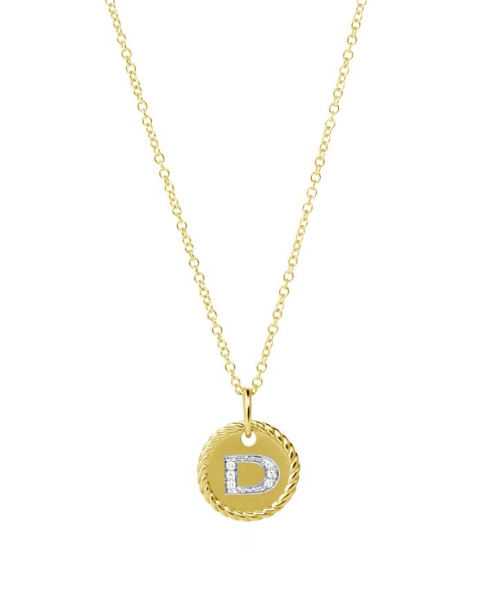 DAVID YURMAN CABLE COLLECTIBLES INITIAL PENDANT WITH DIAMONDS IN GOLD ON CHAIN, 16-18,N08792 88ADI18D