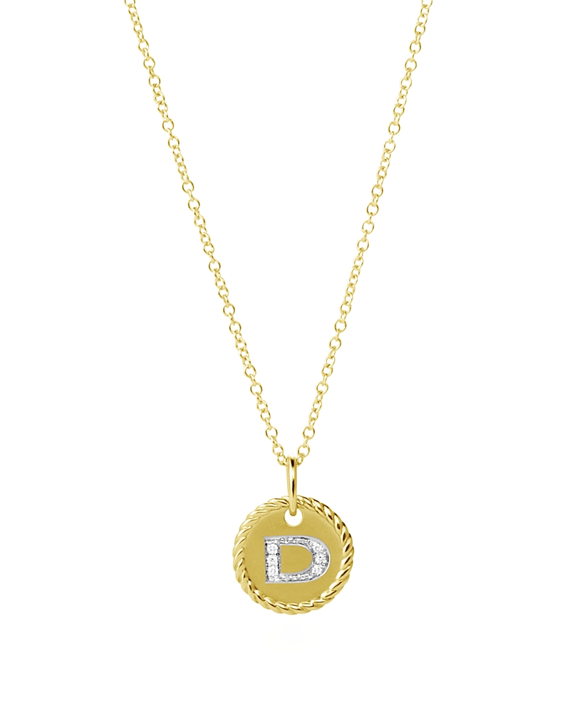 David Yurman Cable Collectibles Initial Pendant with Diamonds in Gold on Chain, 16-18 · OS
