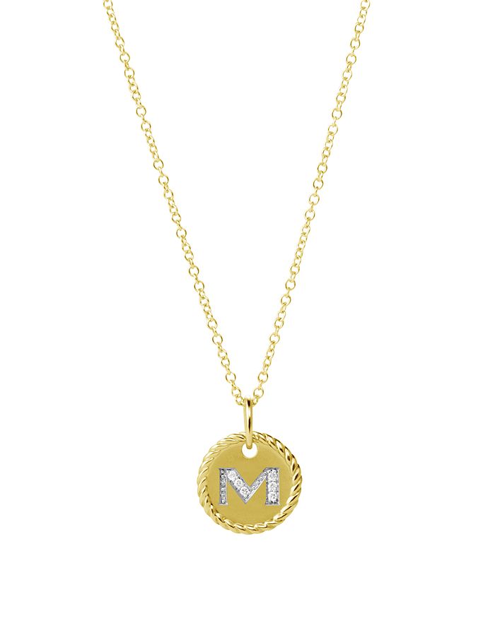 DAVID YURMAN CABLE COLLECTIBLES INITIAL PENDANT WITH DIAMONDS IN GOLD ON CHAIN, 16-18,N08792 88ADI18M