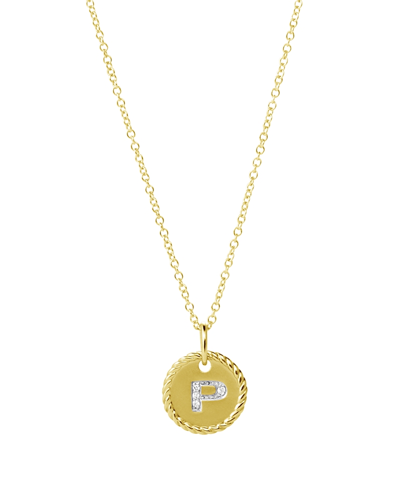 David Yurman Cable Collectibles Initial Pendant with Diamonds in Gold on Chain, 16-18 · OS