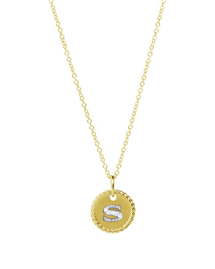 DAVID YURMAN CABLE COLLECTIBLES INITIAL PENDANT WITH DIAMONDS IN GOLD ON CHAIN, 16-18,N08792 88ADI18S