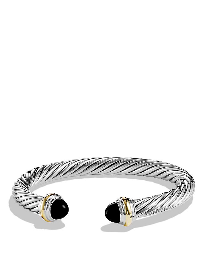 DAVID YURMAN CABLE CLASSICS BRACELET WITH BLACK ONYX AND GOLD,B04425 S4ABOS