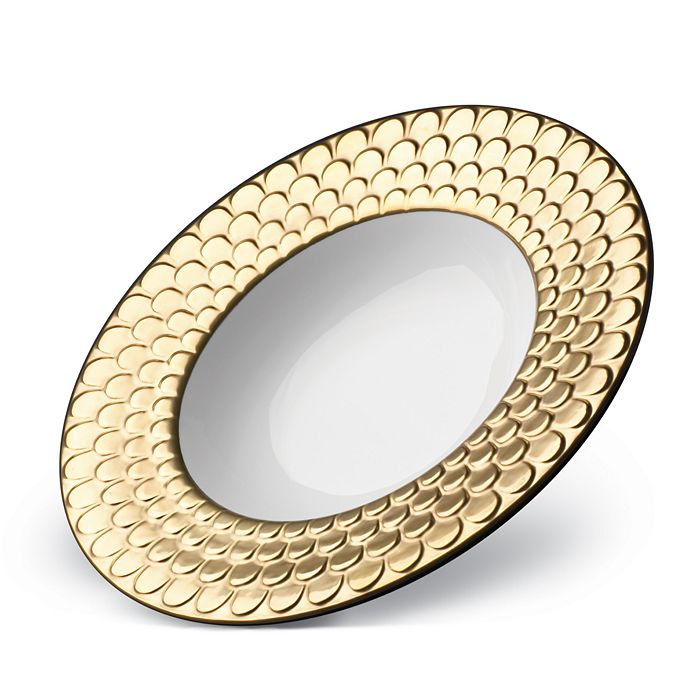 Shop L'objet Aegean 8.5' Sculpted Soup Plate In Gold, White