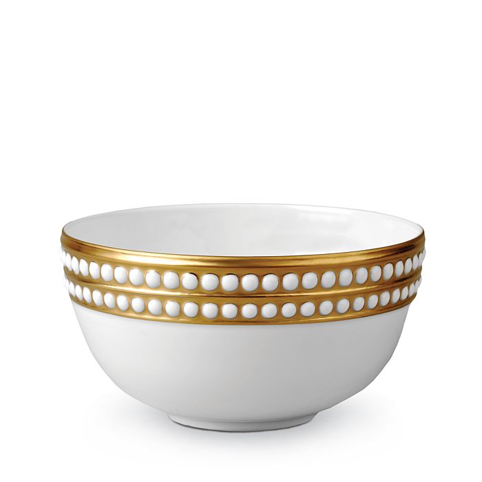 Shop L'objet Perlee Gold Soup Bowl In Gold, White
