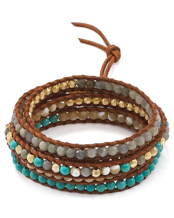 Chan Luu Turquoise Mix & Brown Leather Five Wrap Bracelet | Bloomingdale's
