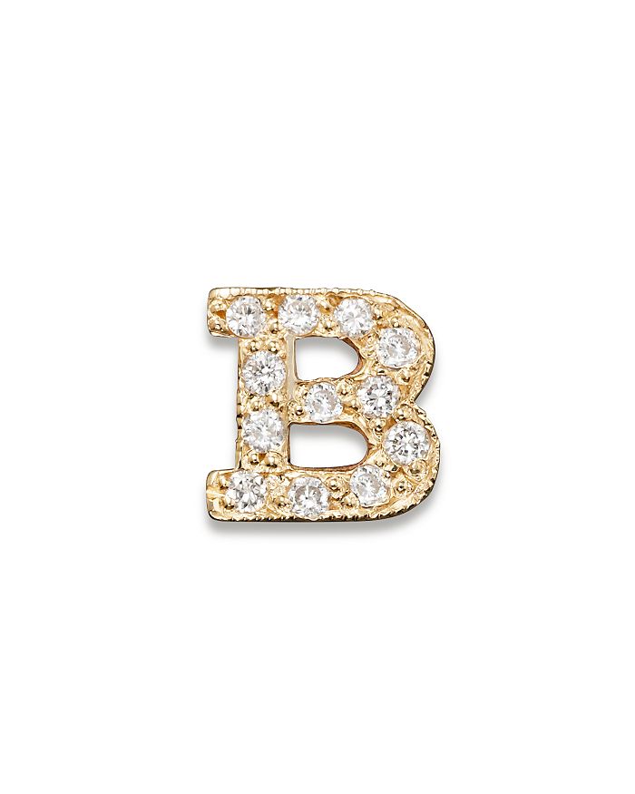 Shop Zoë Chicco 14k Yellow Gold Pave Single Initial Stud Earring, 0.04-0.06 Ct. T.w.