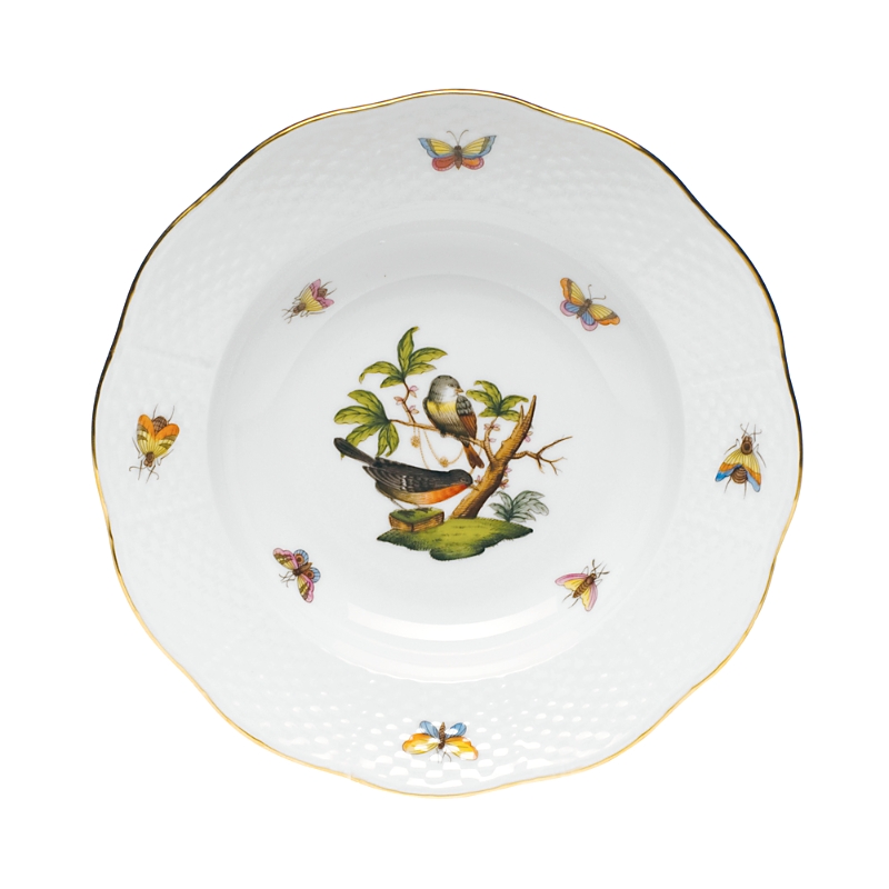 Herend Rothschild Bird Rimmed Soup Bowl, Motif #2 In Multi-color