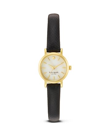kate spade new york Tiny Metro Black Leather Strap Watch, 20mm |  Bloomingdale's