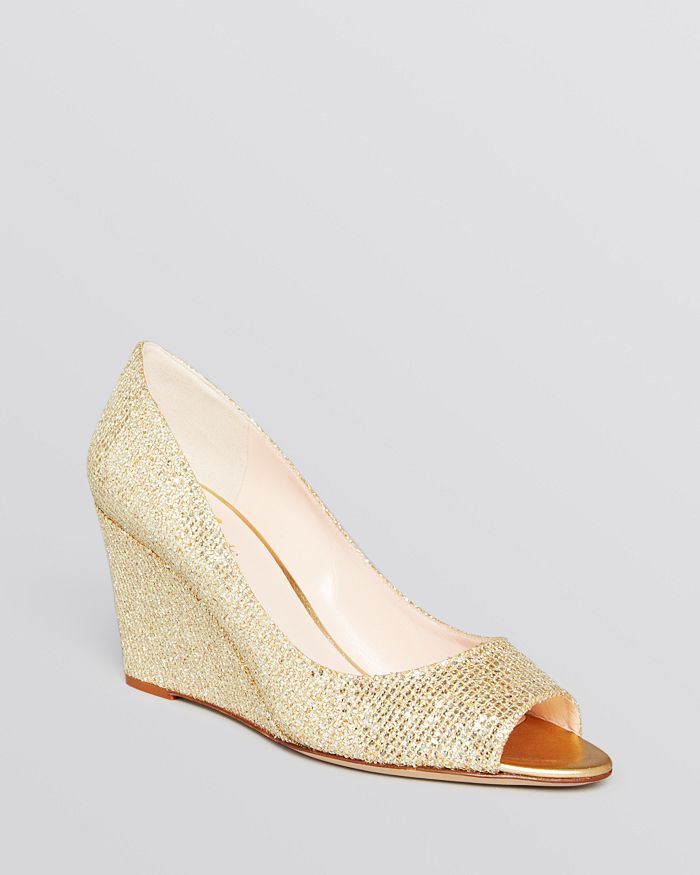 kate spade new york Peep Toe Wedge Evening Pumps Radiant Gold