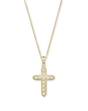 Diamond Milgrain Cross Pendant Necklace in 14K Yellow Gold,.14 ct. t.w. - 100% Exclusive
