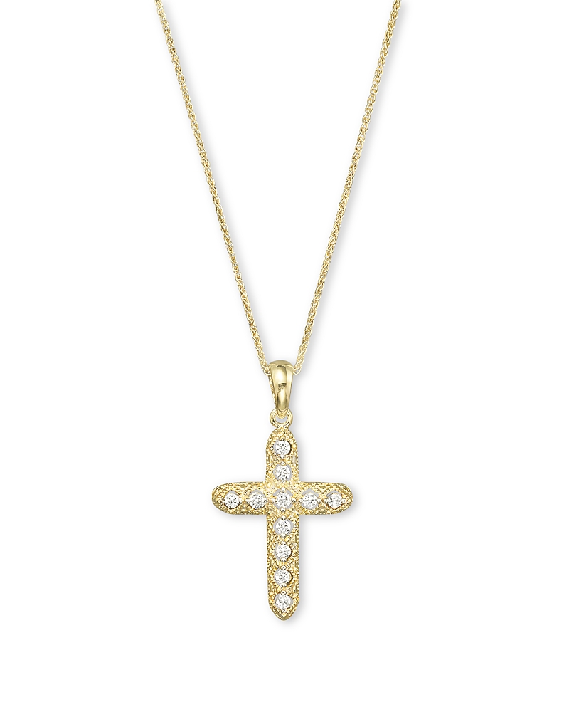 Bloomingdale's Diamond Milgrain Cross Pendant Necklace In 14k Yellow Gold, .14 Ct. T. W. - Exclusive In Gold