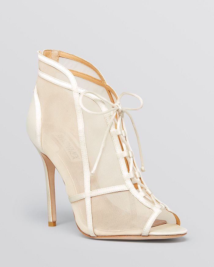 Badgley Mischka Open Toe Mesh Evening Booties Foley II High Heel