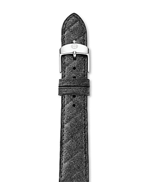 Michele Quilted Leather Watch Strap, 16-18mm In Steel