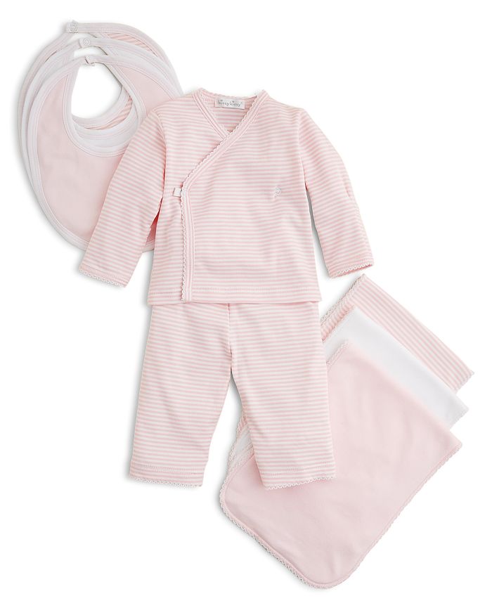 Shop Kissy Kissy Girls' Wrap-front Shirt & Pants Take Me Home Set - Baby In Pink Stripe