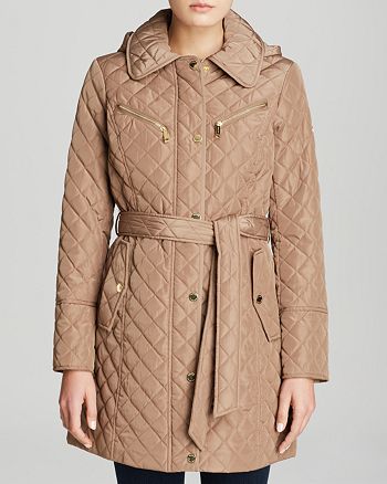 MICHAEL Michael Kors MICHAEL Coat - Missy Quilted Belted Trench |  Bloomingdale's