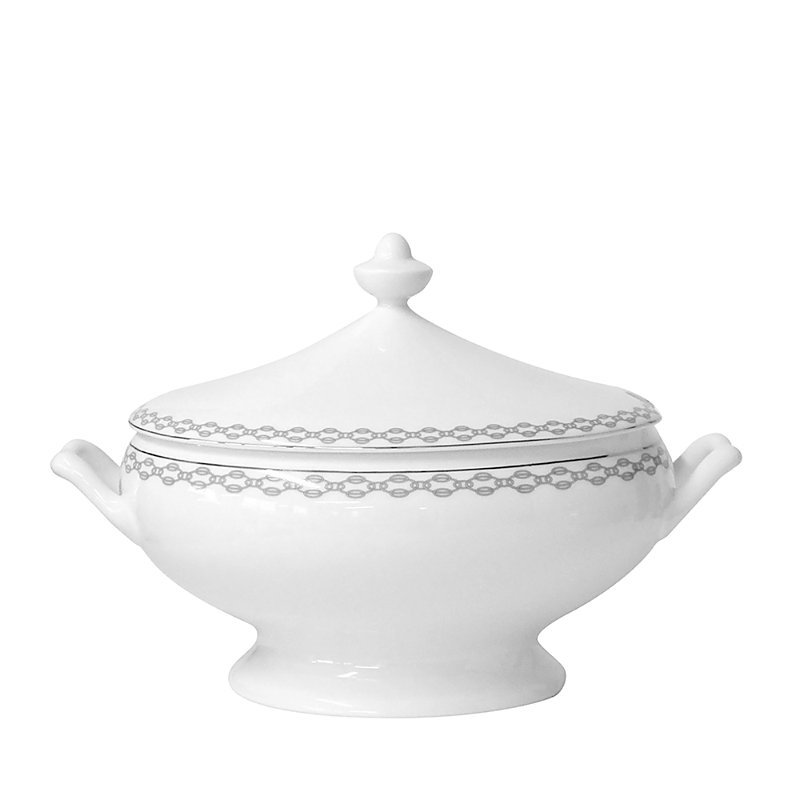 Bernardaud Loft Soup Tureen In Gray And White