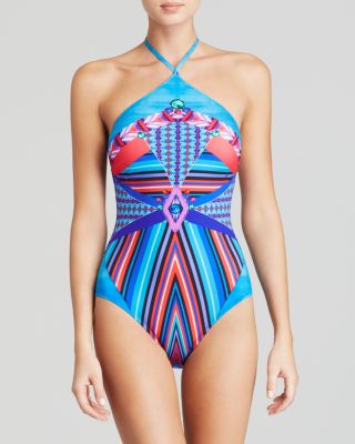 Gottex - Neo Tribe High Neck Halter One Piece Swimsuit