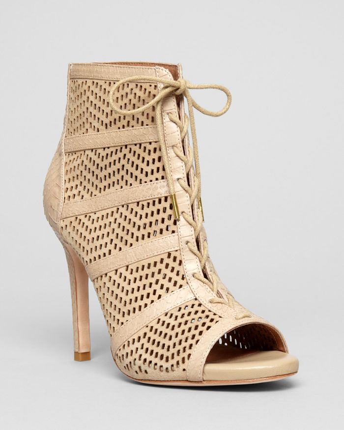 Joie Open Toe Platform Lace Up Perforated Booties Shari High