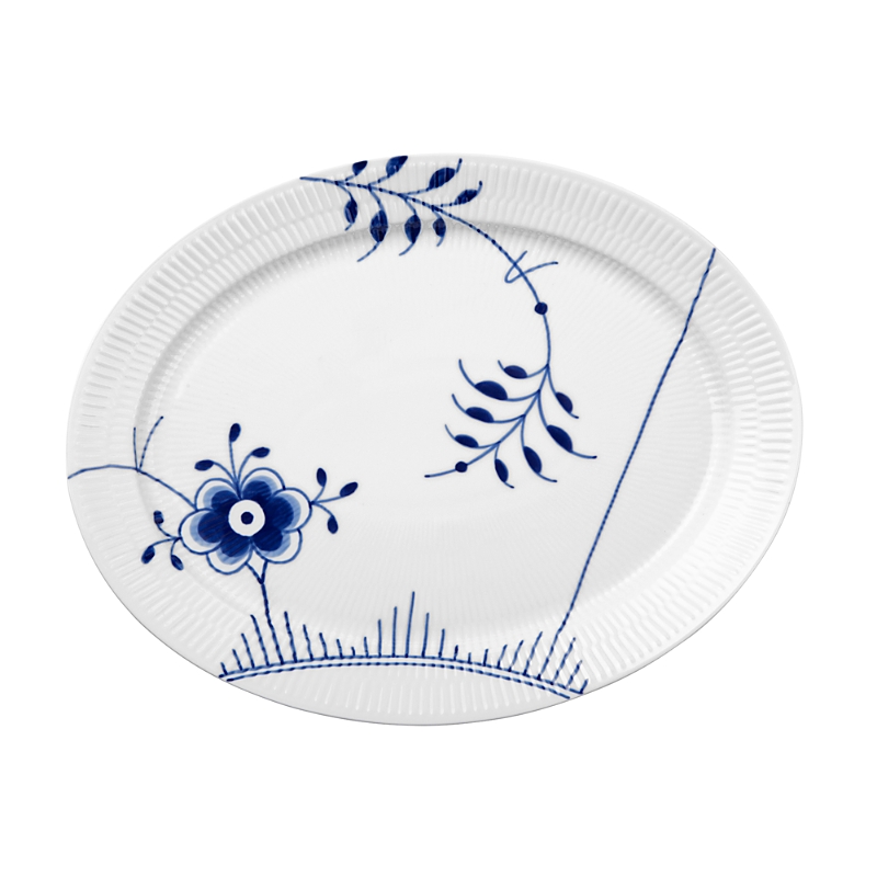 Royal Copenhagen Blue Fluted Mega Oval Platter In Blue/white