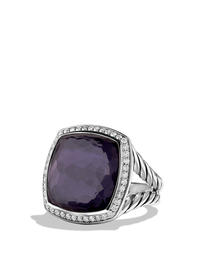 David Yurman Albion Ring With Black Orchid And Diamonds In Silver/purple