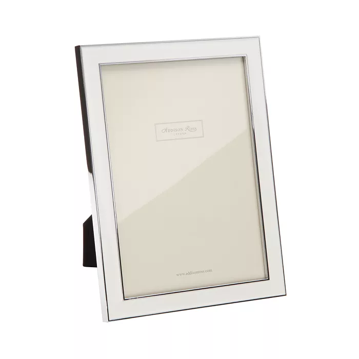 Silver Trim, White Enamel Picture Frame 5x7