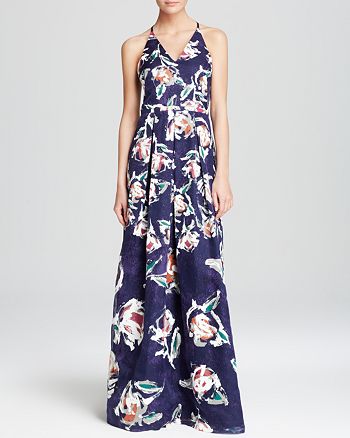 kay unger floral organza gianna gown