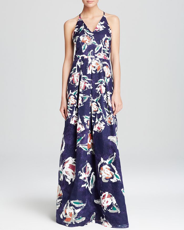 Kay Unger Gown - V-Neck Floral Organza Ball | Bloomingdale's