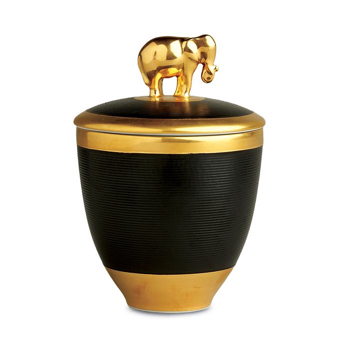 Shop L'objet Elephant Noir Candle In Black/gold