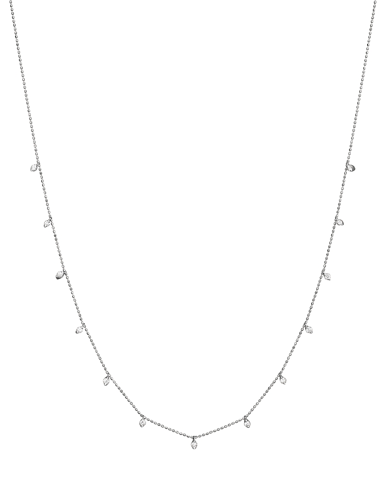 Diamond Droplet Necklace in 14K White Gold, 0.50 tcw
