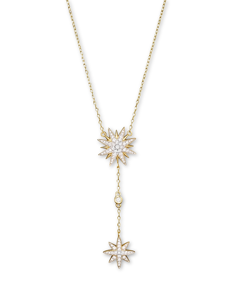 Diamond Starburst Drop Pendant Necklace in 14K Yellow Gold, .40 tcw