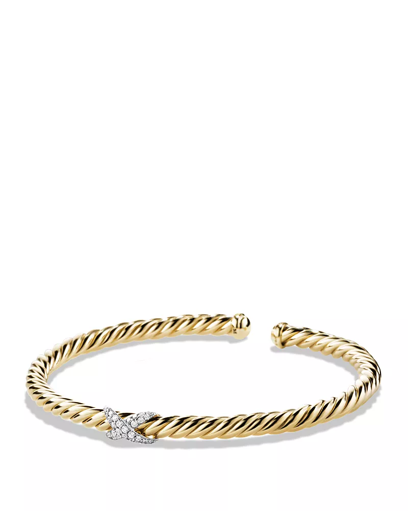 David Yurman X Bracelet with Diamonds in 18K Gold