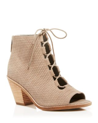 Eileen Fisher Open Toe Lace Up Booties 