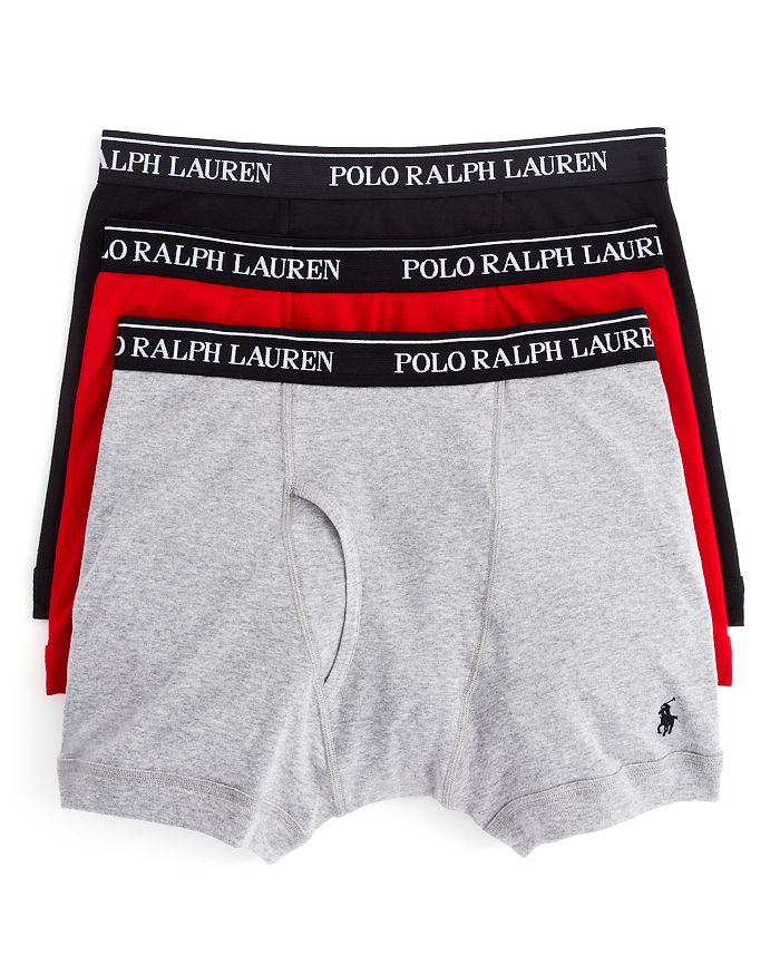 Shop Polo Ralph Lauren Boxer Briefs, Pack Of 3 In Gray, Red & Black