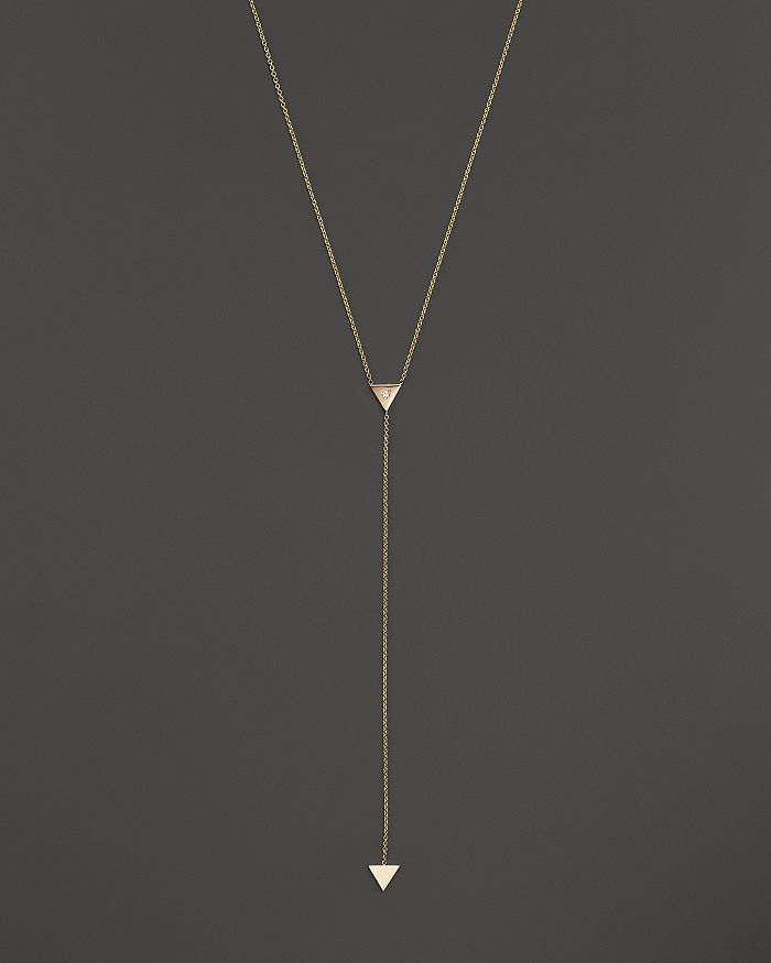 Zo Chicco 14K Gold 2 Triangle Lariat Necklace with Single Diamond