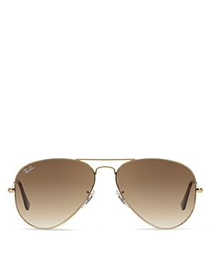Ray Ban Ray-ban Unisex Original Brow Bar Aviator Sunglasses, 62mm In Gold/brown Gradient