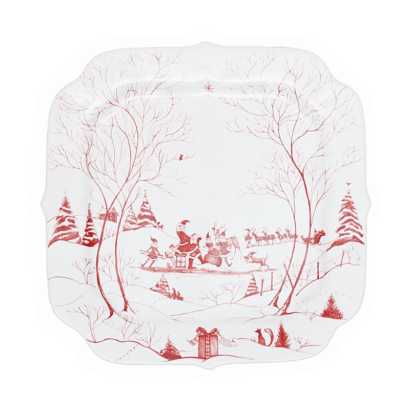Juliska Country Estate Winter Frolic Ruby Santa's Cookie Tray, Naughty & Nice List