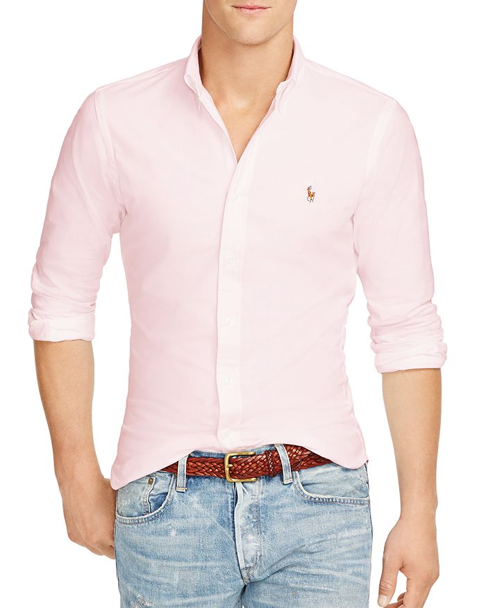 Shop Polo Ralph Lauren Slim Fit Long Sleeve Cotton Oxford Button Down Shirt In Pink