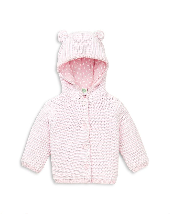 Little Me Girls' Striped Hooded Cardigan - Baby In Pink