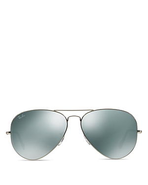 Ray Ban Unisex Original Brow Bar Aviator Sunglasses, 62mm In Grey/silver Mirrored