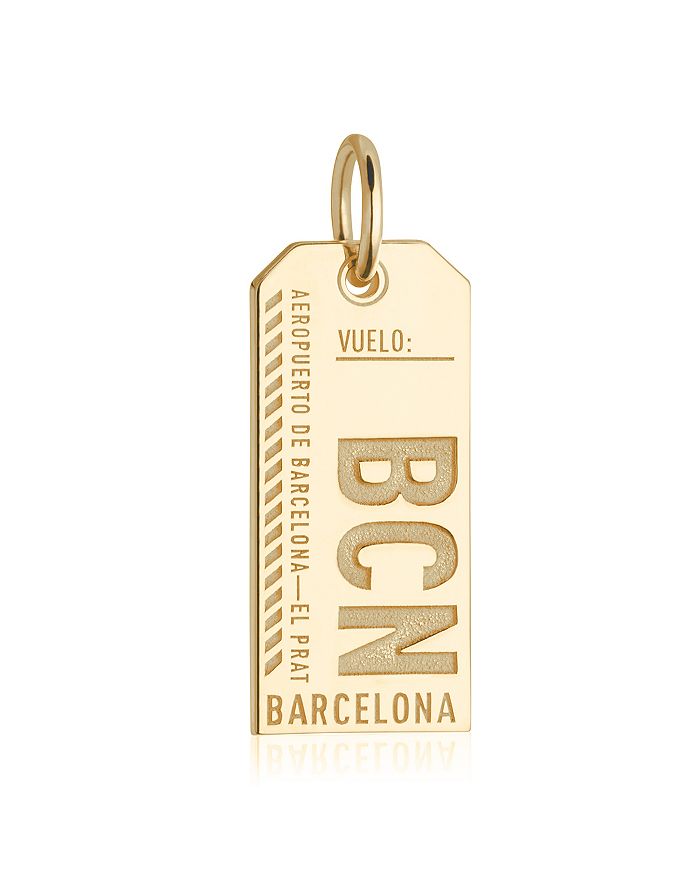 Jet Set Candy Barcelona, Spain Bcn Luggage Tag Charm In Gold