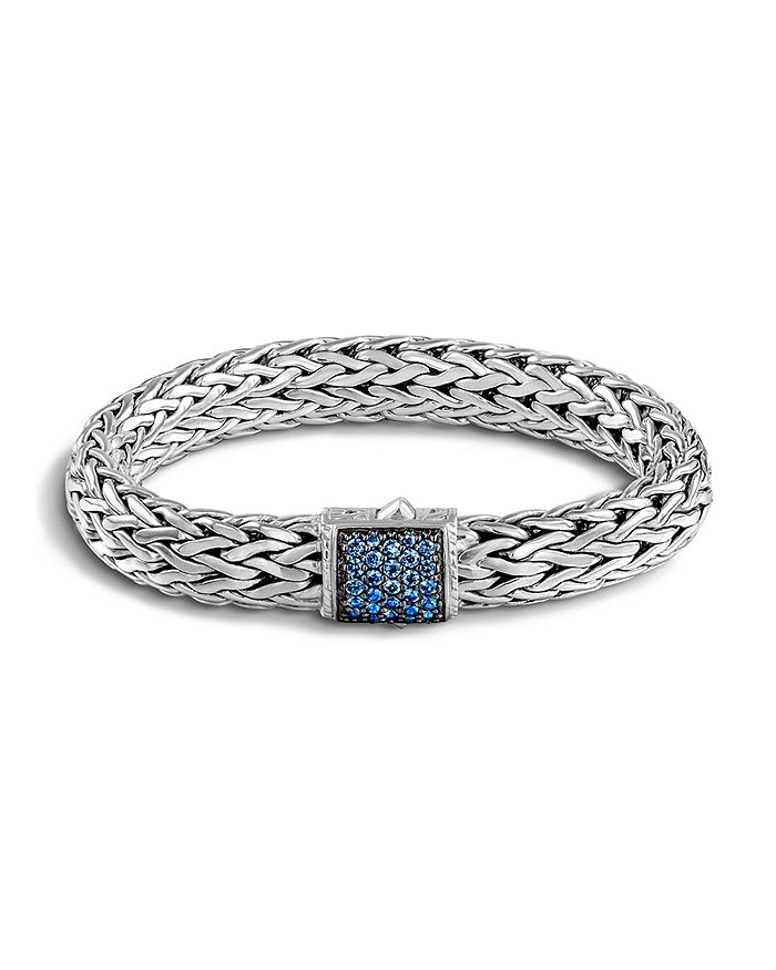 JOHN HARDY CLASSIC CHAIN STERLING SILVER LAVA LARGE BRACELET WITH BLUE SAPPHIRE,BBS94052BSPXS