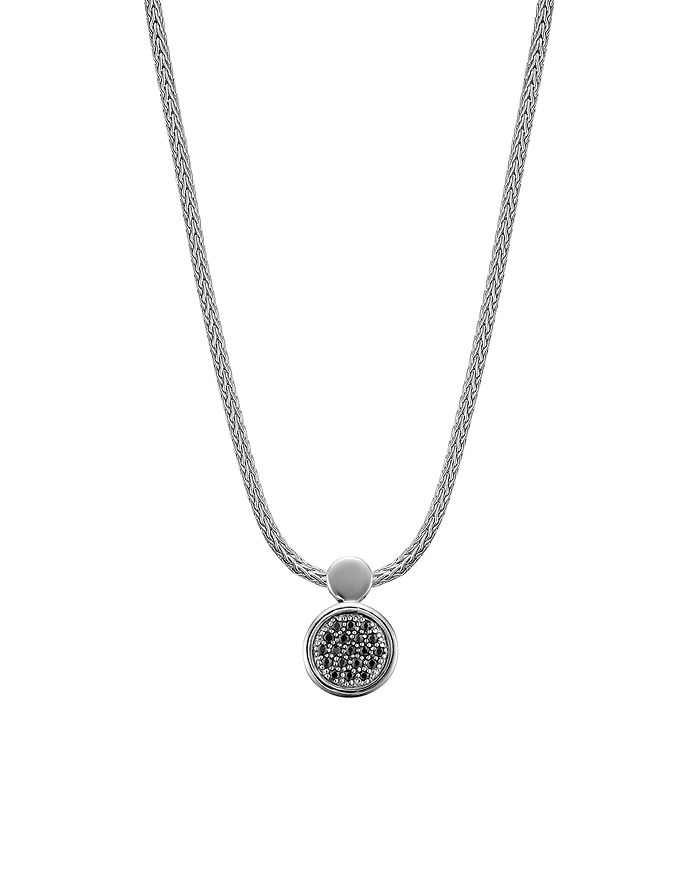 JOHN HARDY Dot Silver Lava Round Drop Pendant Necklace with Black