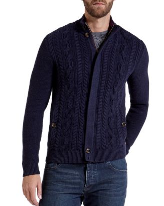 Ted Baker Hofman Cable Knit Zip Cardigan | Bloomingdale's Men