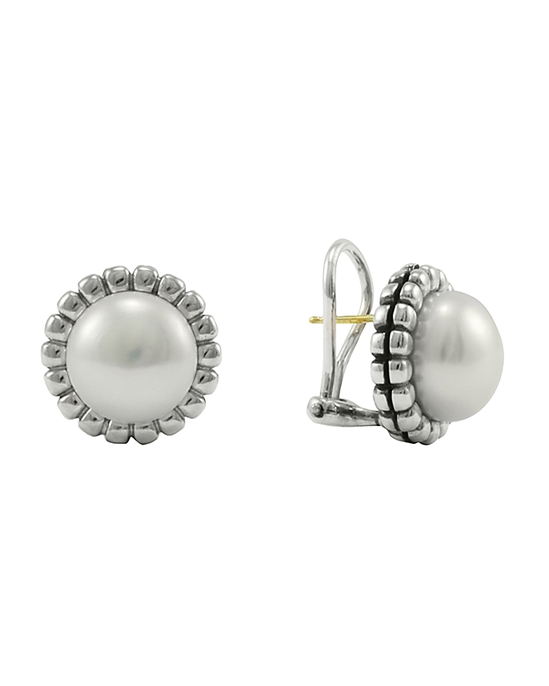 Lagos Sterling Silver Fluted Freshwater Pearl Earrings